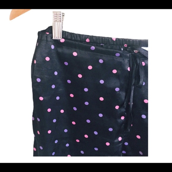 LA SENZA Polka Dot Pyjama Crop Bottoms With Edging Lace Trim Black Size Small - Picture 3 of 10